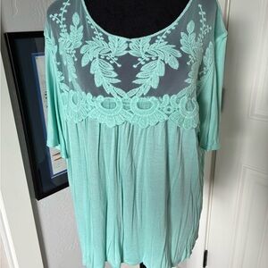 Elegant Mint Green Lace Women Top